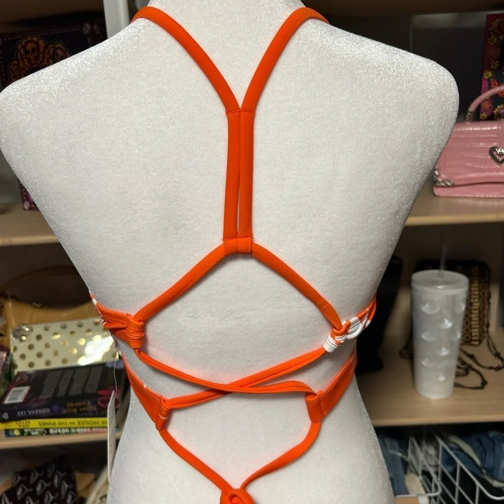Cupshe ( only top) Tropical Orange and White Bikini Top